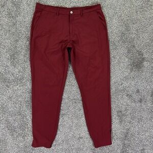 Primo Maroon Tapered Fit Jogger Pants Mens 38 Tall Zip Ankles Golf Athleisure